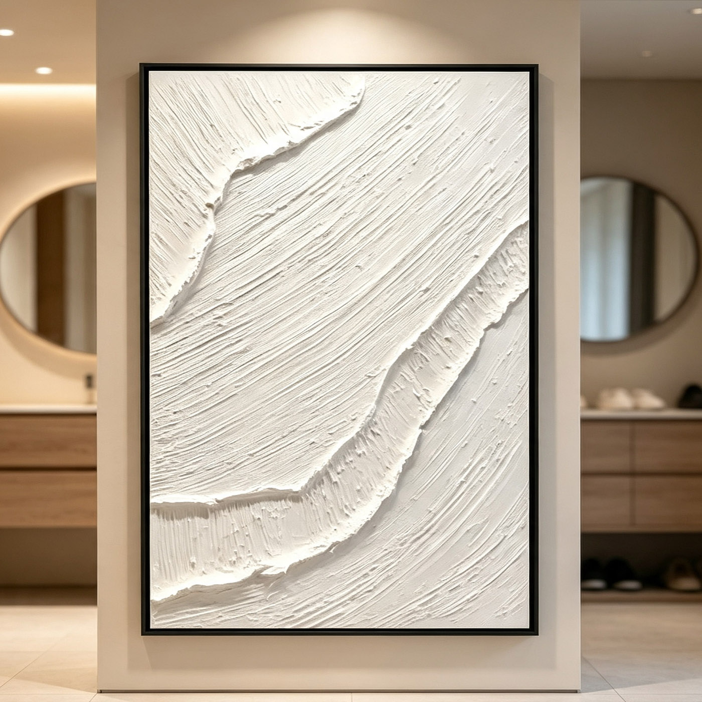 Abstract Oil Painting - Hand-Painted White 3D Thick Texture Abstract