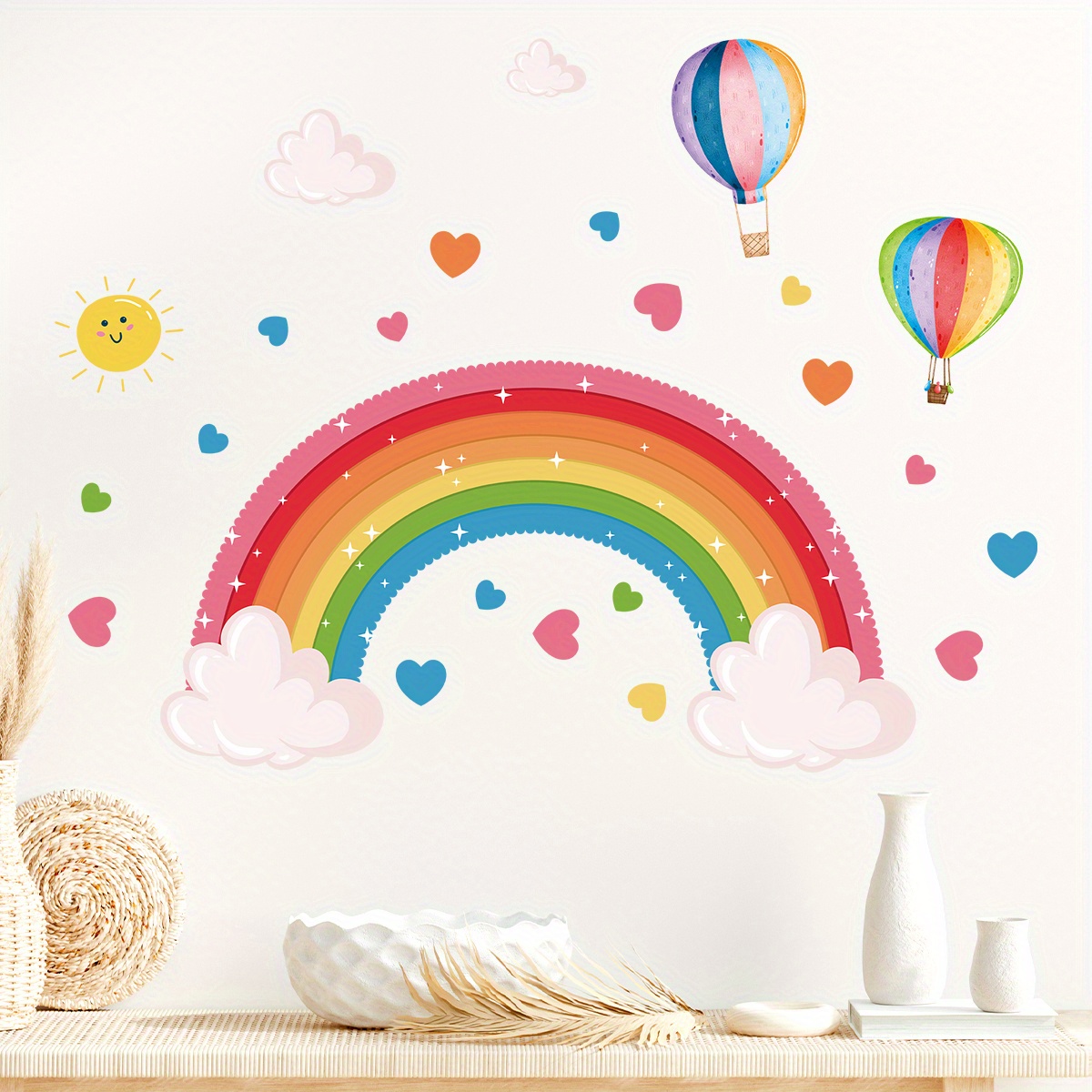 Home Decor Y2K - Cartoon Cute Rainbow Colorful Heart Balloon