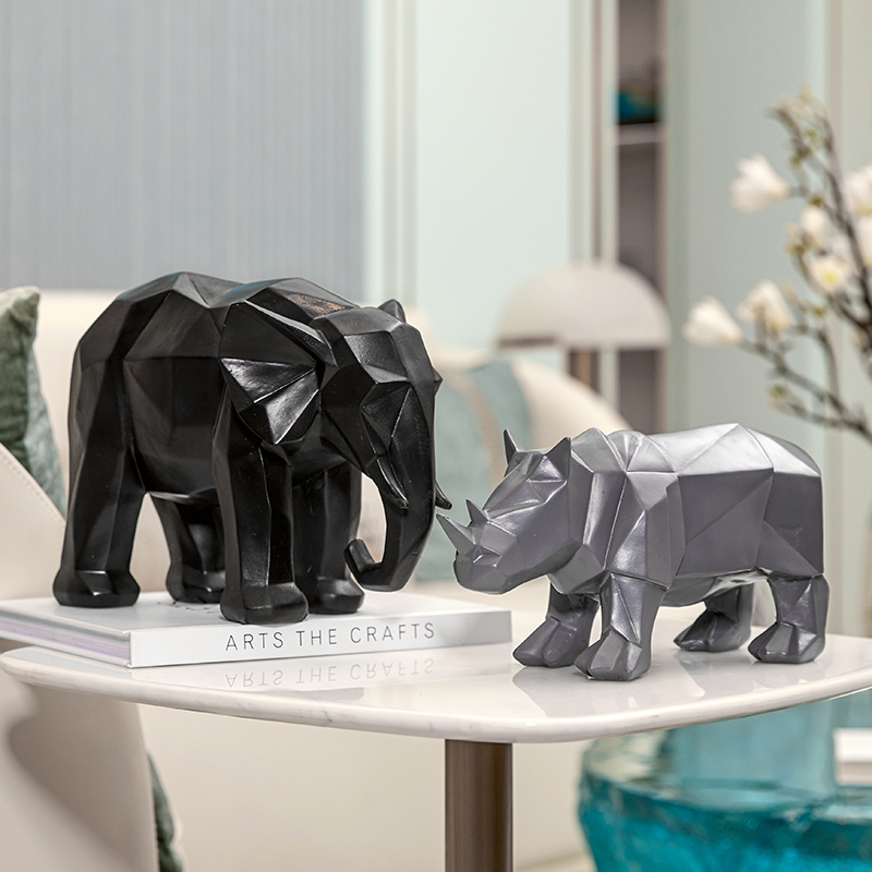 Abstract Sculpture Resin - Resin Rhinoceros Elephant Statues Decoration Abstract