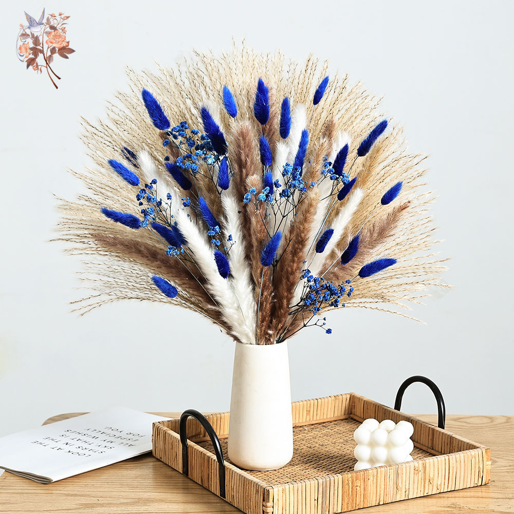 Dried Flower Bouquet - 70 Stem Blue Fluffly Rabbit Tail