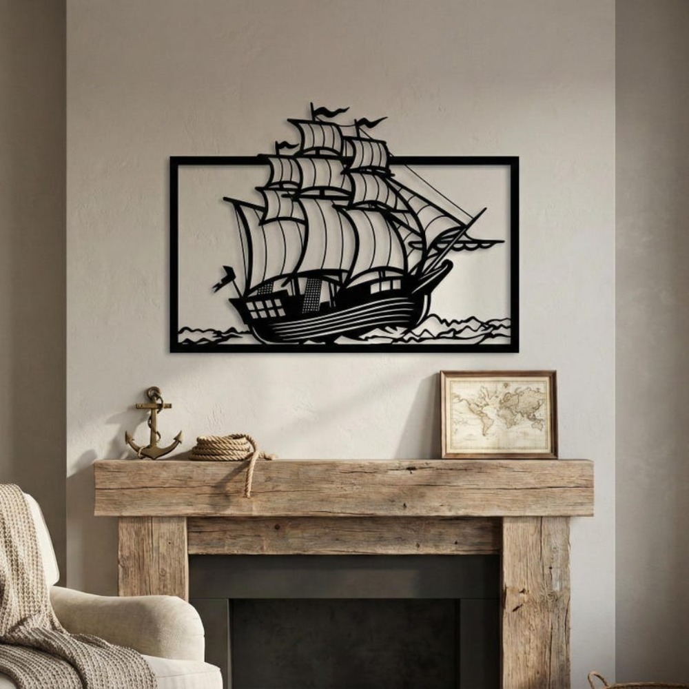 Home Decor Nautical - Metal Sailboat Wall Art, Coastal Nautical