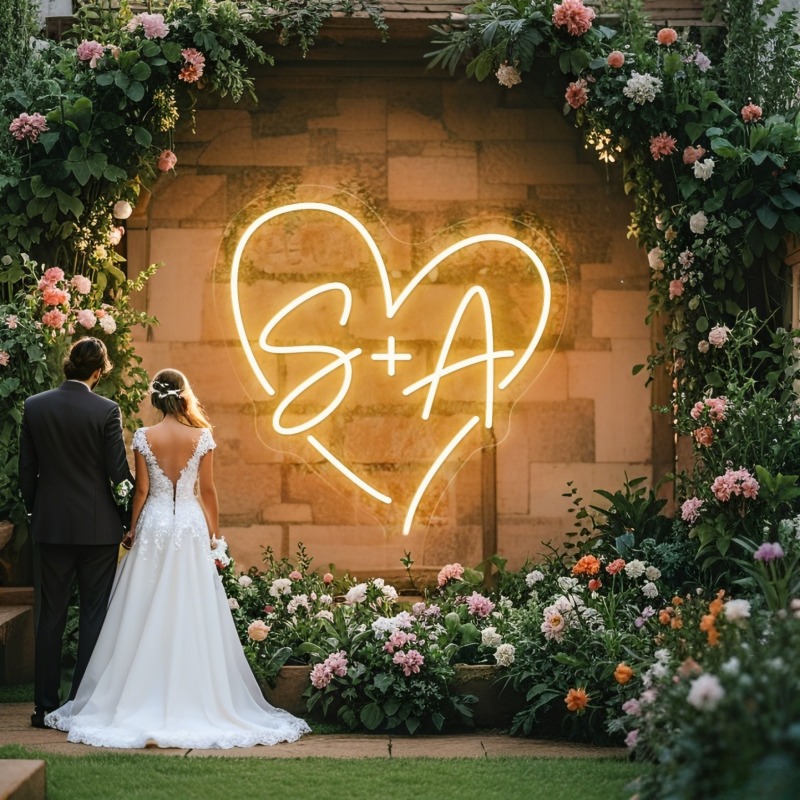 Neon Sign Led Custom - Custom Initials Heart LED Neon Sign,
