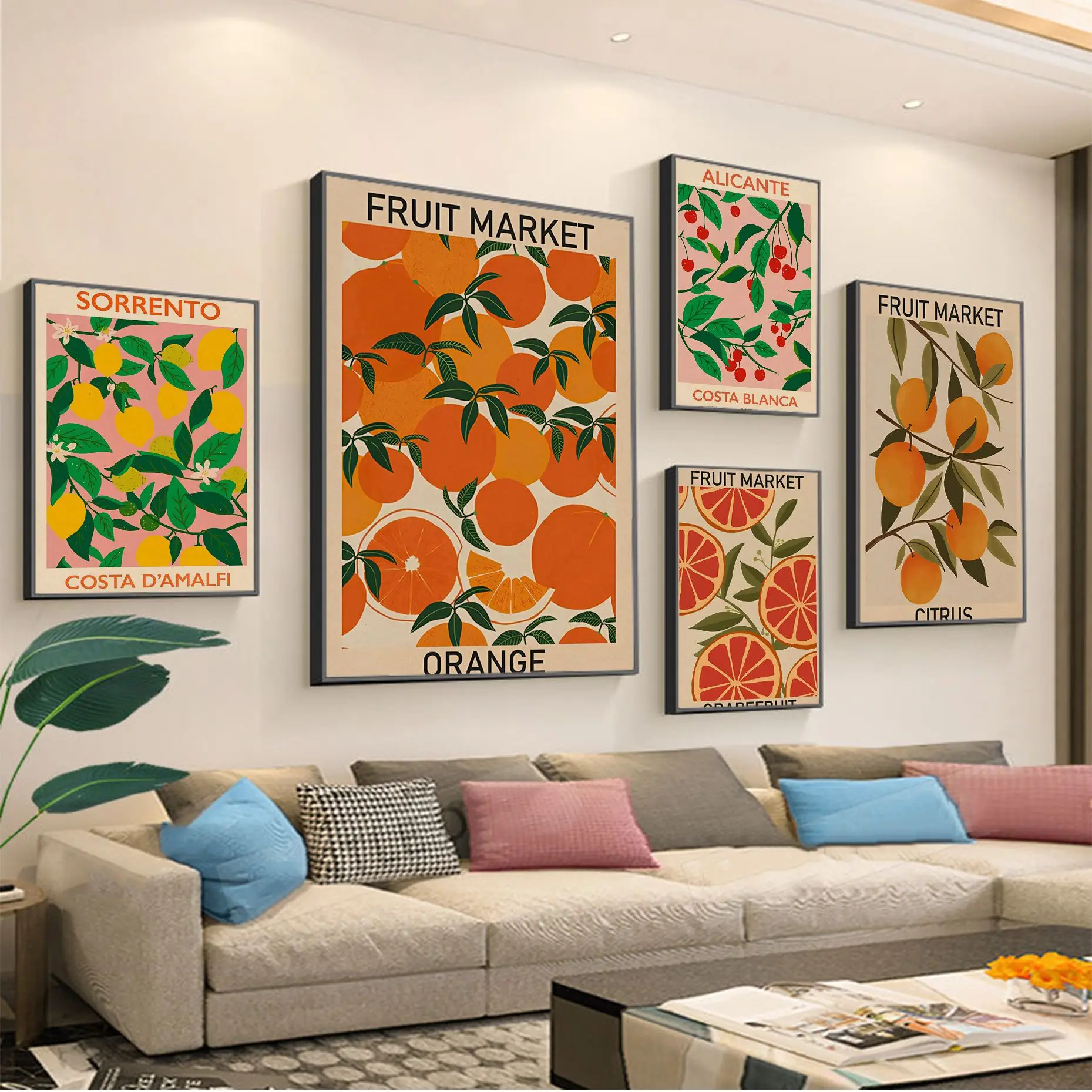 Home Decor Market - Cherry Lemon Orange Fruit Market, HD