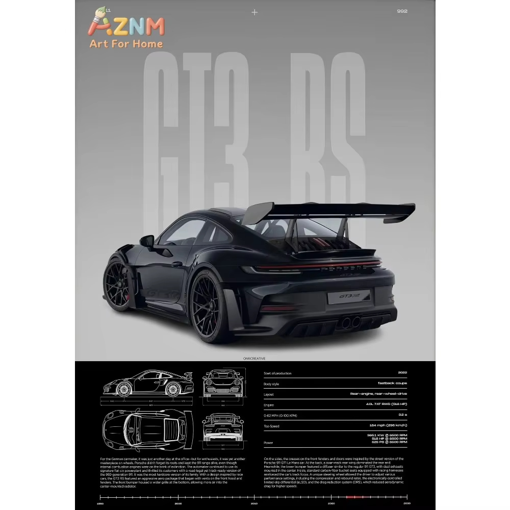 Home Decor Interior - 1pc Minimalist 911 GT3-RS 718 GT4