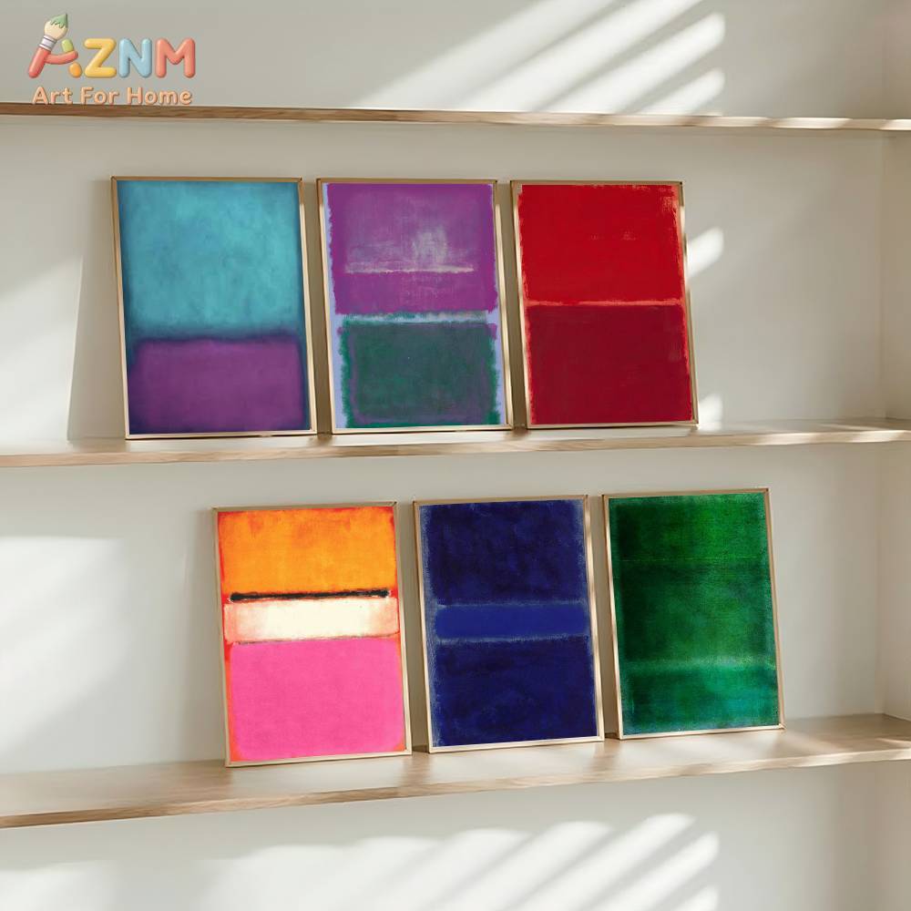 Abstract Oil Painting - AZNM Mark Rothko Style Color Block