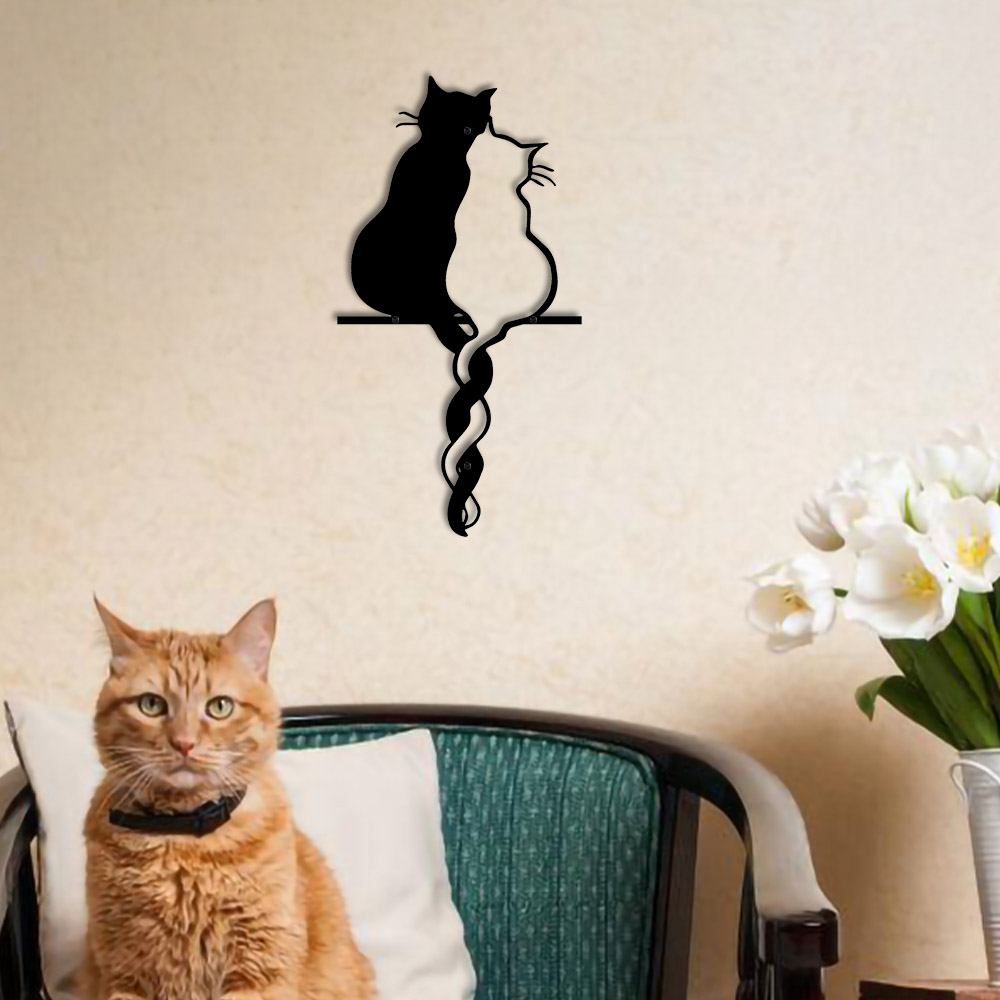 Home Decor Y2K - Metal Lovers Cat Wall Art Hanging