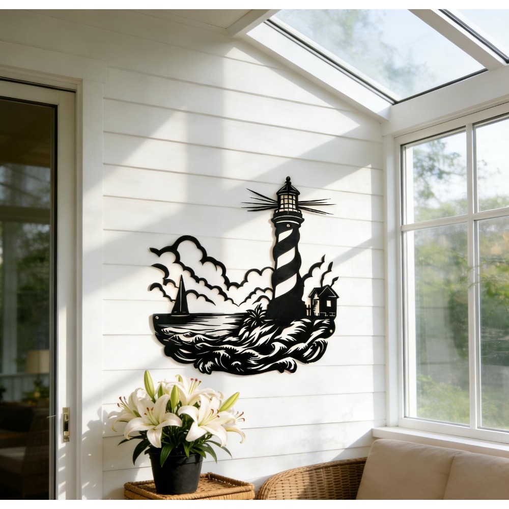Home Decor Nautical - CIFbuy Metal Wall Art Lighthouse Ocean
