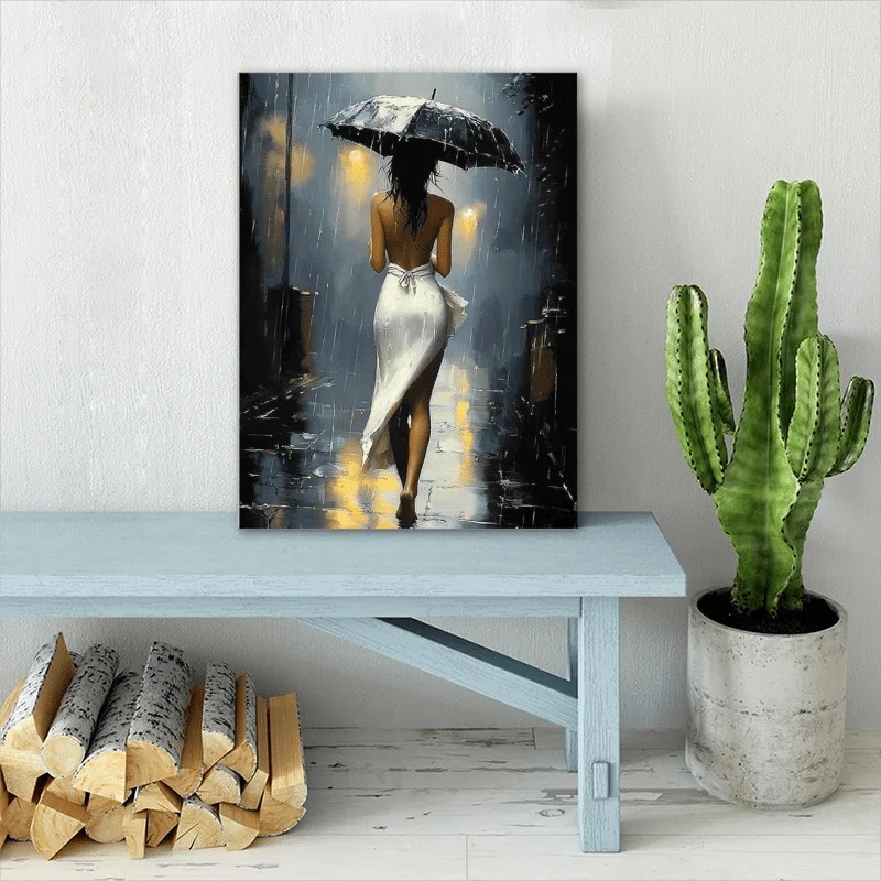 Abstract Oil Painting - [Elegant Style] Romantic Rainy Night Canvas