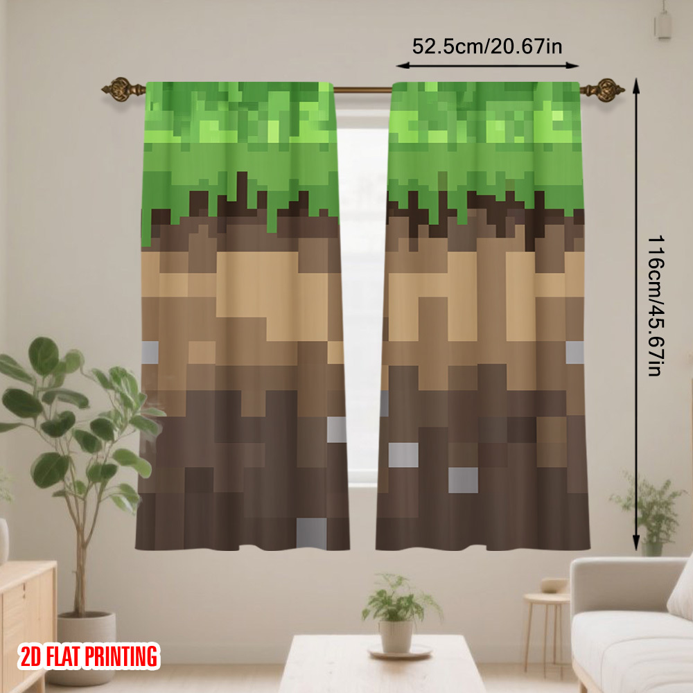 2pcs Pixel Earth Blocks Curtai - огляд і ціна Home Decor Youtube Videos