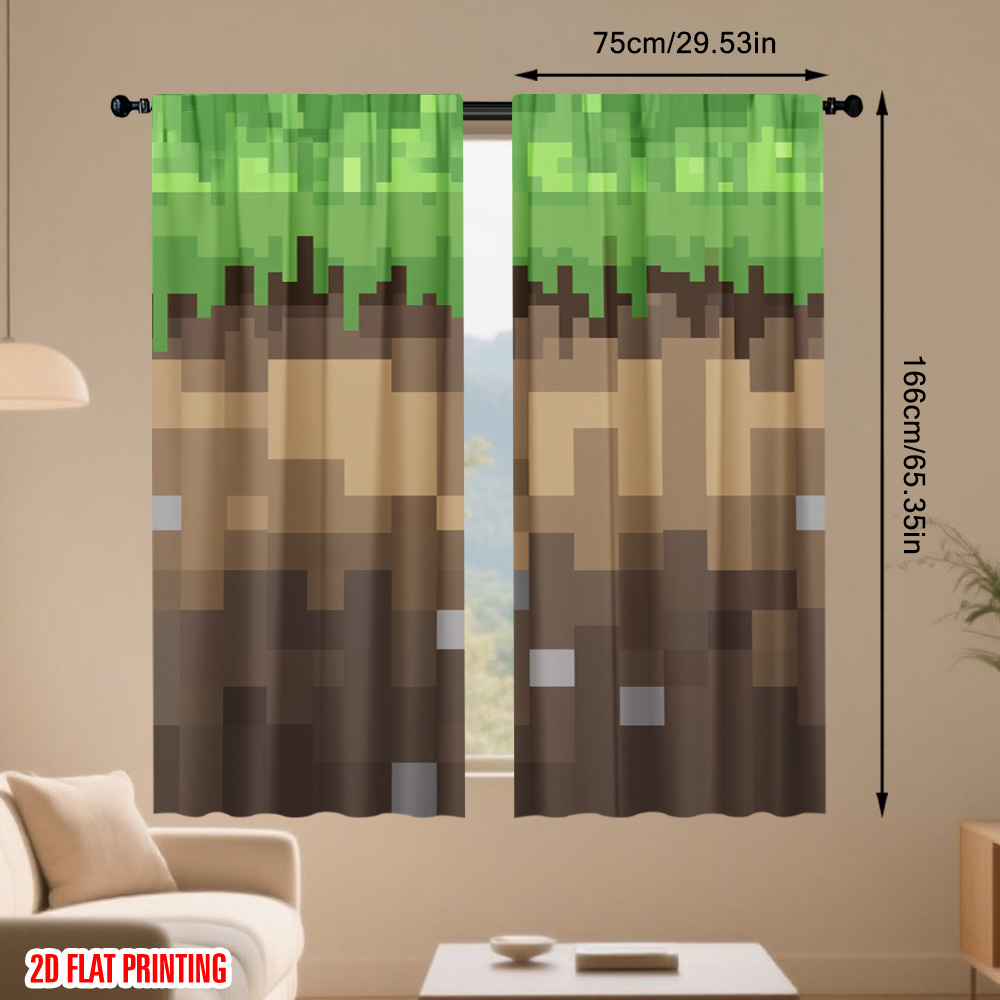 2pcs Pixel Earth Blocks Curtai - огляд і ціна Home Decor Youtube Videos