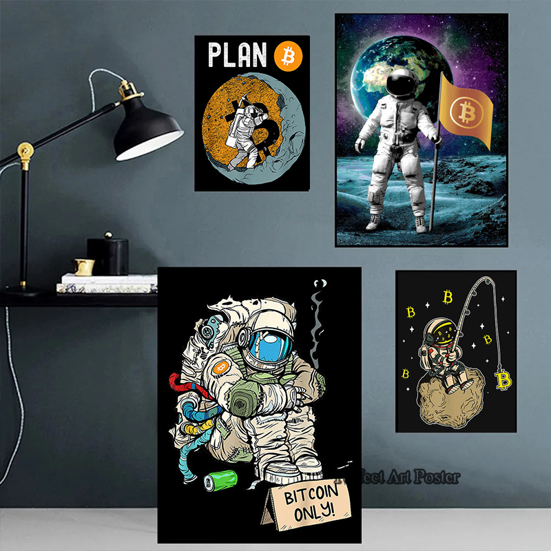 Crypto Astronaut Surfing Bitco - огляд і ціна Home Decor Market