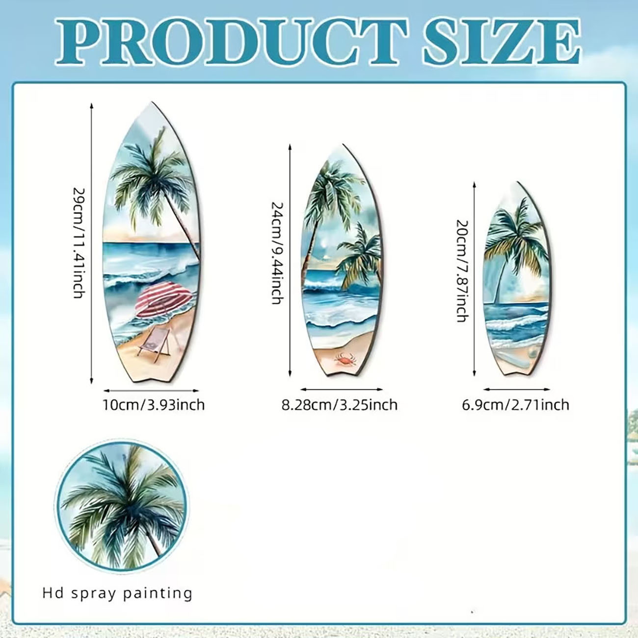 3pcs Ocean View Surfboard Wood - огляд і ціна Home Decor Nautical
