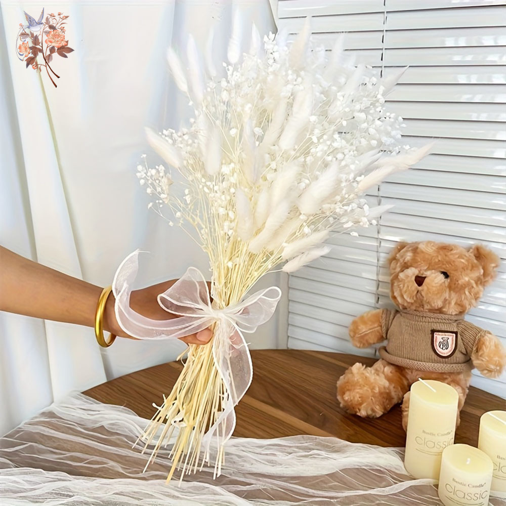 54Pcs White Dried Flower Brida - огляд і ціна Dried Flower Bouquet