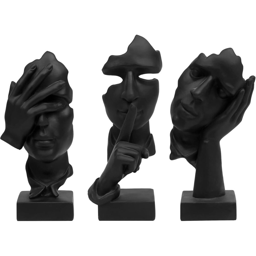 3 Pcs Thinker Statue, Silence  - огляд і ціна Abstract Sculpture Resin