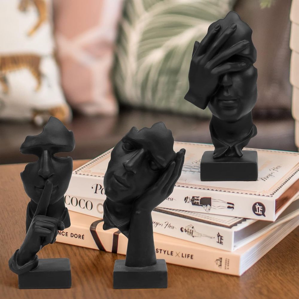 3 Pcs Thinker Statue, Silence  - огляд і ціна Abstract Sculpture Resin