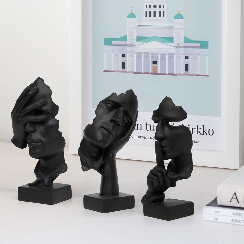 3 Pcs Thinker Statue, Silence  - огляд і ціна Abstract Sculpture Resin
