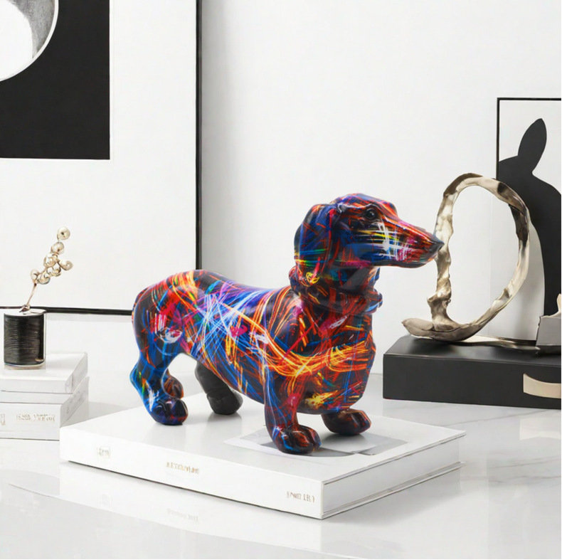 Resin Graffiti Dog Statue Mode - огляд і ціна Home Decor Resin