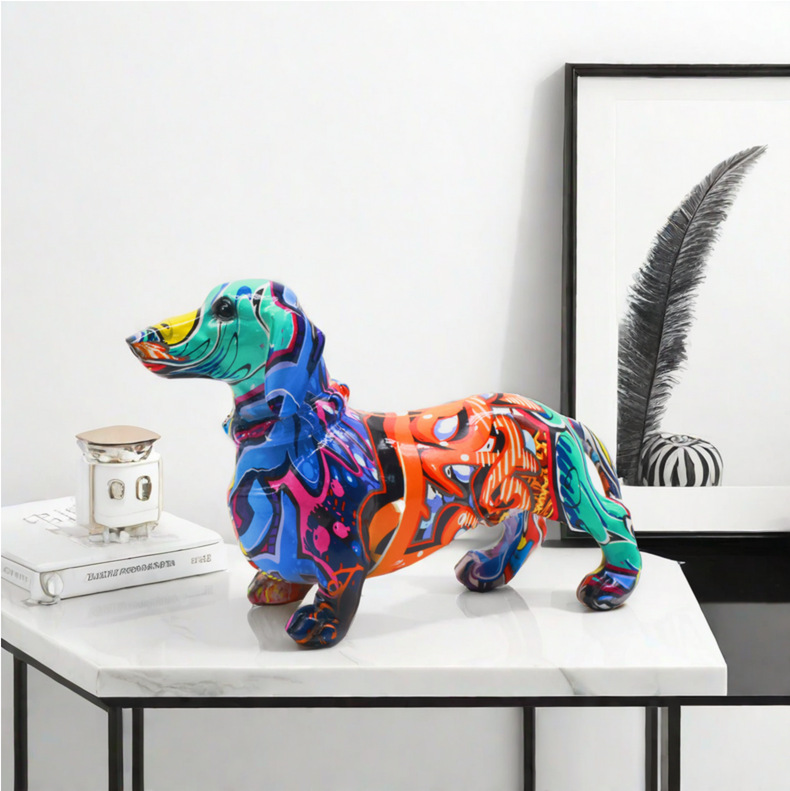 Resin Graffiti Dog Statue Mode - огляд і ціна Home Decor Resin