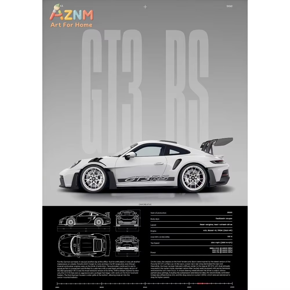 1pc Minimalist 911 GT3-RS 718  - огляд і ціна Home Decor Interior