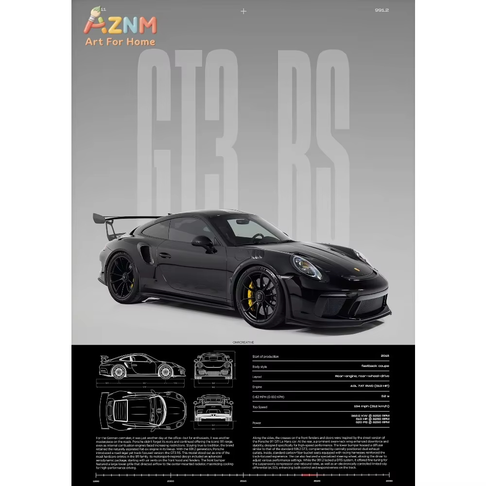 1pc Minimalist 911 GT3-RS 718  - огляд і ціна Home Decor Interior
