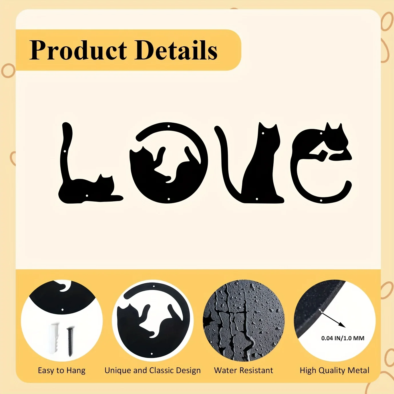 HelloYoung 4pcs/set Cute Cat M - огляд і ціна Home Decor Y2K