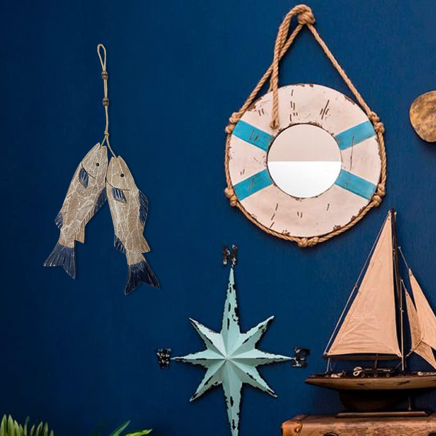 Carved Antique Wood Fish Wall  - огляд і ціна Home Decor Nautical