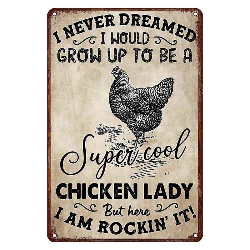 Funny Chicken Lady Retro Metal - огляд і ціна Home Decor Interior