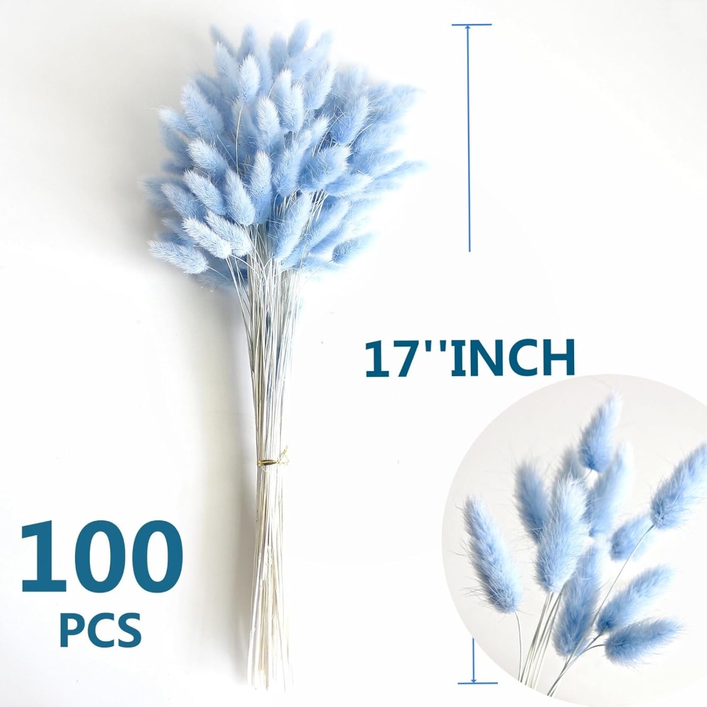 100PCS Blue Hare's-tail Grass  - огляд і ціна Dried Flower Bouquet