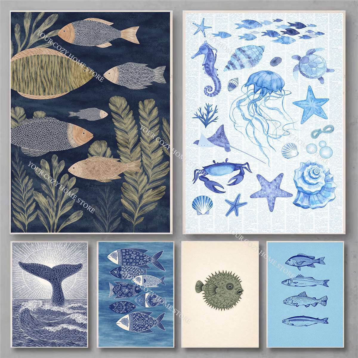 Minimalist Nautical Fish and W - огляд і ціна Home Decor Nautical